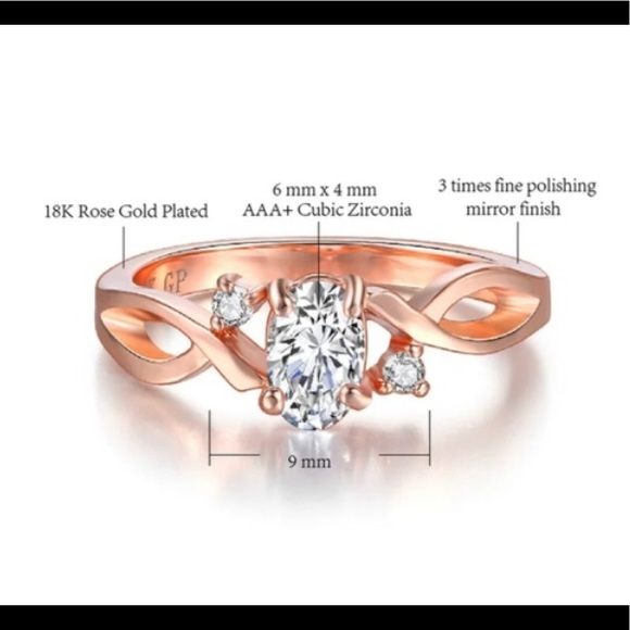 New 18k GP Rose Gold CZ Ring - Picture 3 of 6